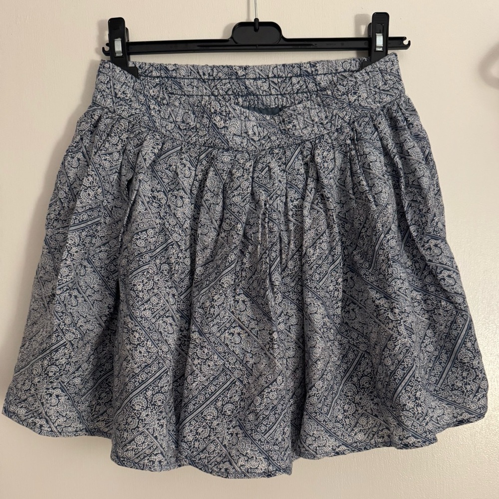 American Eagle Blue Patterned Mini Skirt